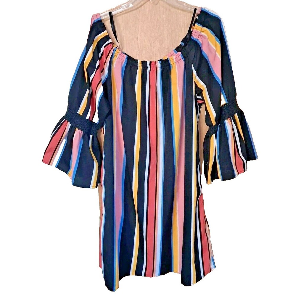 MPH Collection‎ Shift Dress PXL Off The Shoulder Bell Sleeves Beach Casual Boho